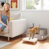 PawHut Stainless Steel Litter Box with High Sides, Metal Cat Litter Box with Scoop, Pedal, Anti-Urine Leakage, Non-Sticky