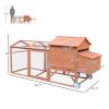 PawHut 96.5" Chicken Coop Wooden Hen House Poultry Cage Pen Portable with Wheels and Nesting Box, Chicken Cage for Backyard Outdoor, Natural