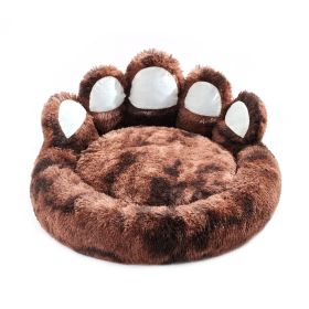 Cute Dog Bear Paw Shape Dog Bed, Dog Beds & Furniture For Small And Medium Dogs, Cozy Plush Cute Cat Beds For Indoor Cats (Option: Tiedye dark coffee-30inch)